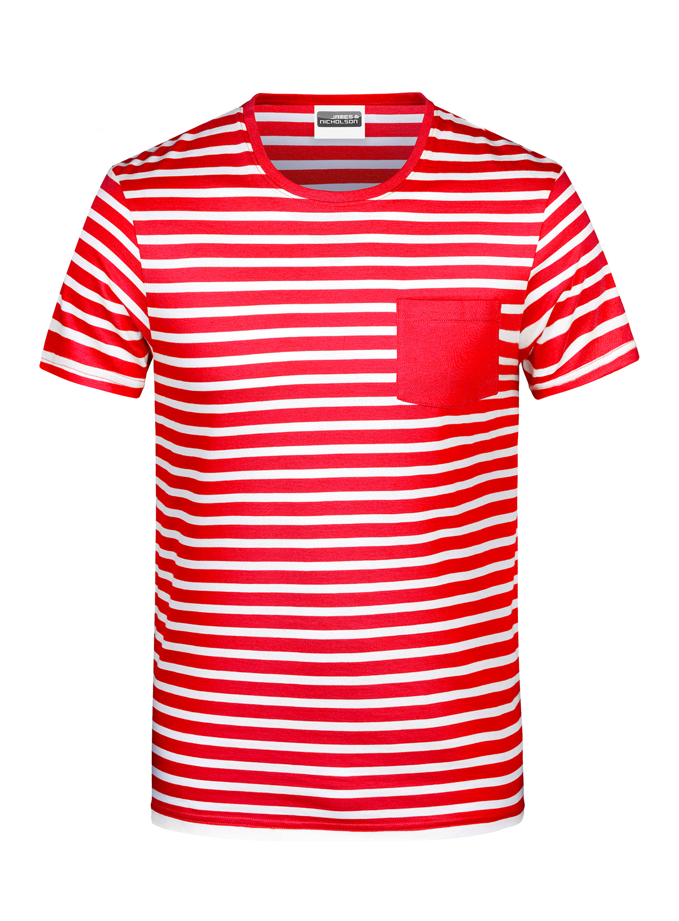 Pánské pruhované tričko James & Nicholson - Červená a bílá 3XL