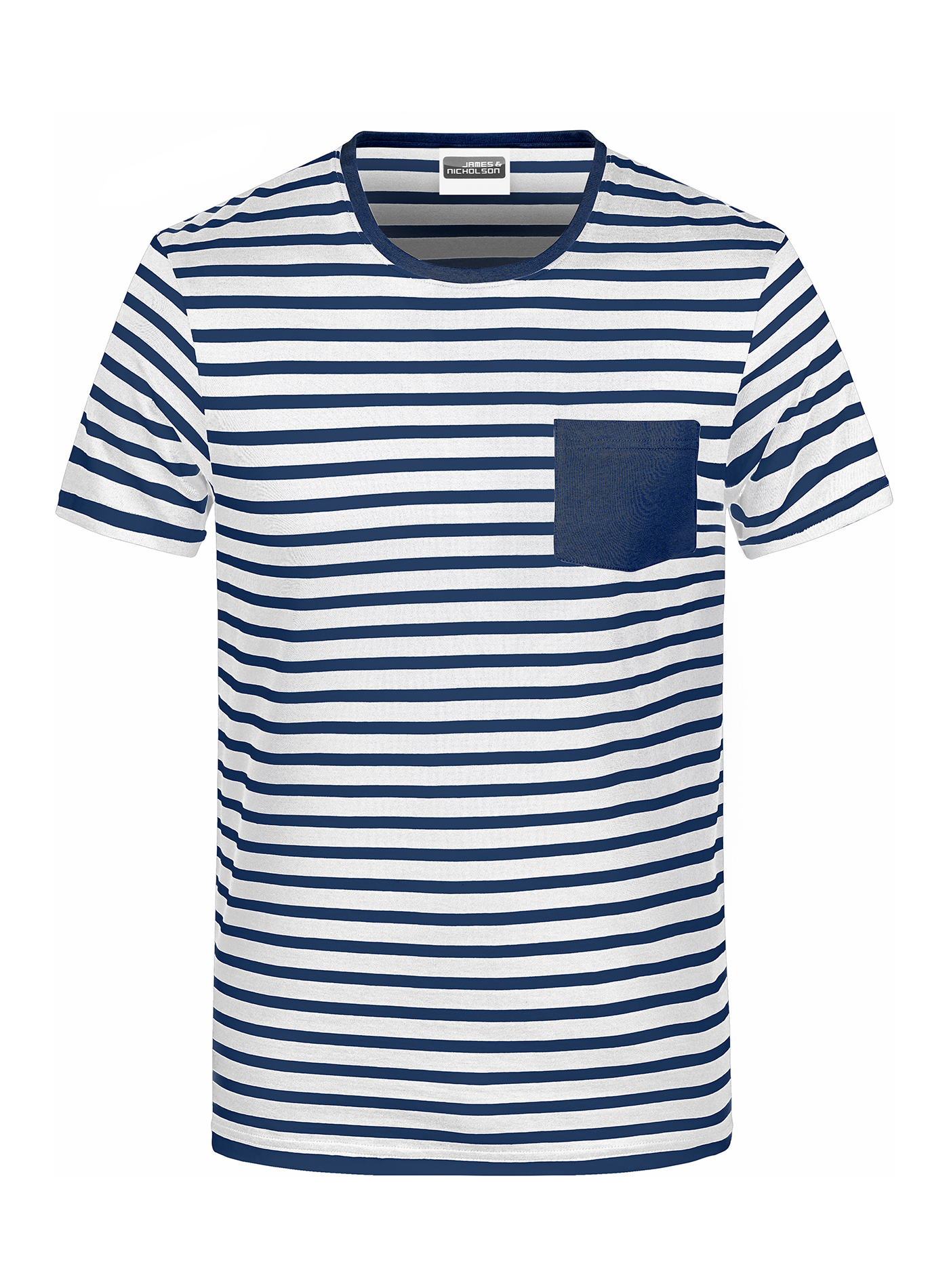 Pánské pruhované tričko James & Nicholson - Bílá a temně modrá XXL