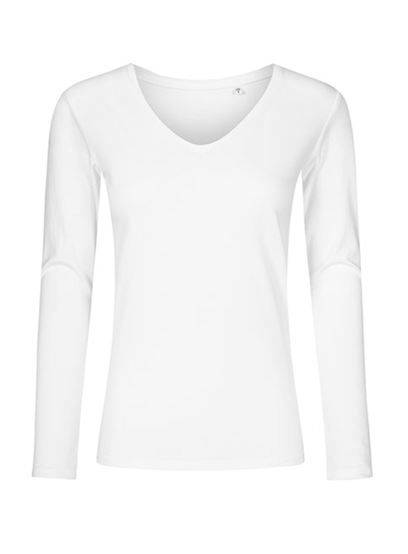Dámské tričko s dlouhým rukávem a výstřihem do V Promodoro - Bílá XL