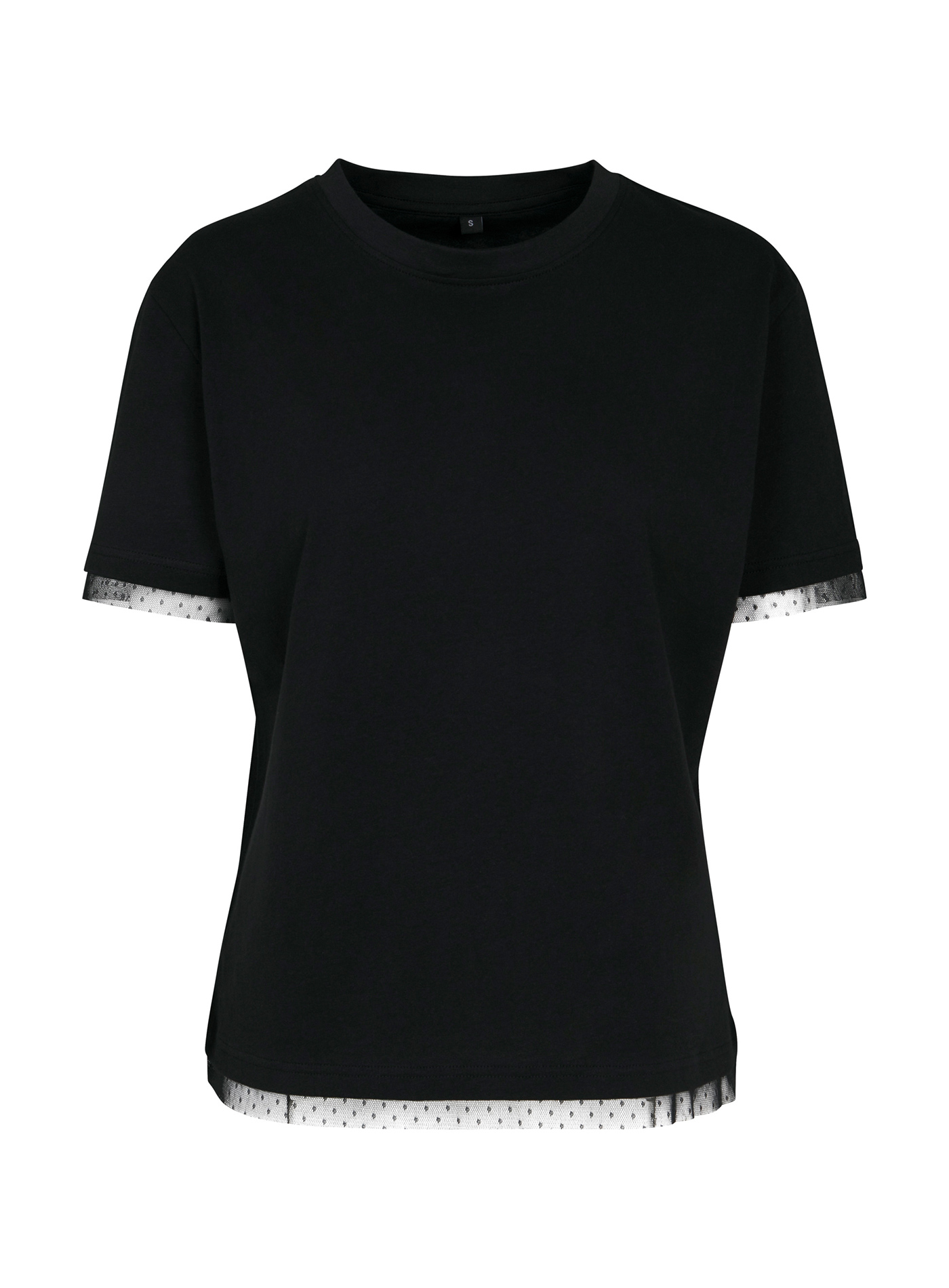 Dámské tričko s krajkovým lemem - černá 4XL