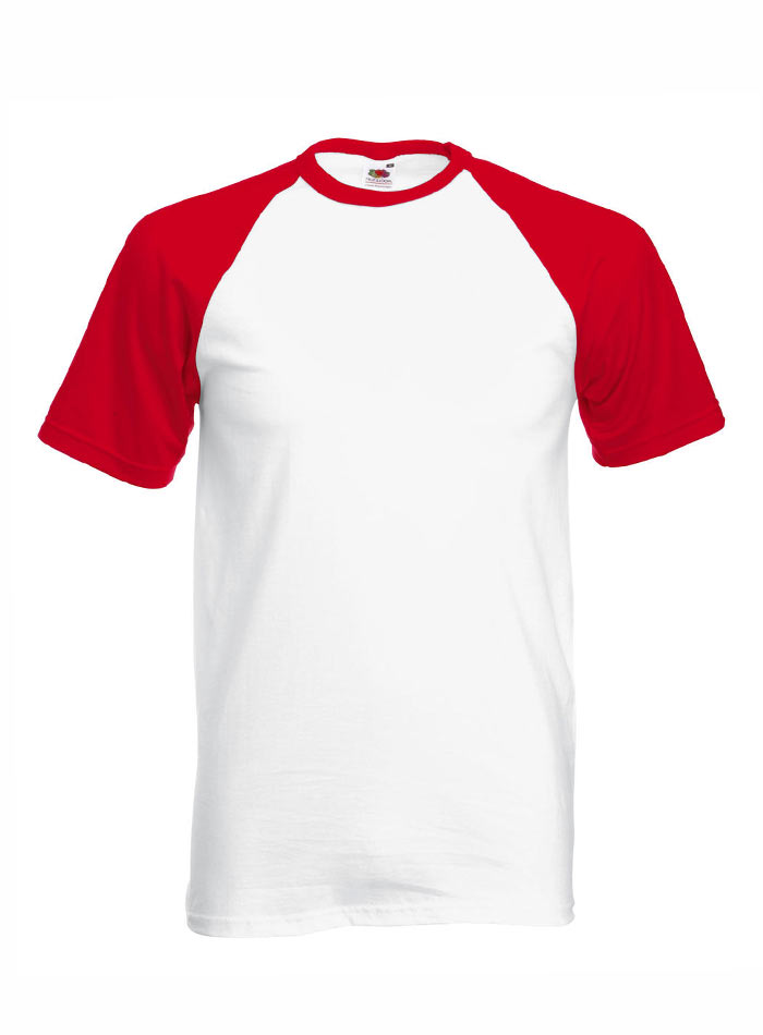 Pánské tričko Fruit of the Loom Baseball - Bílá/červená XL
