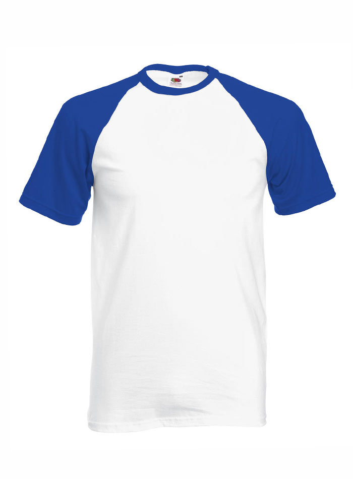 Pánské tričko Fruit of the Loom Baseball - Bílá/Modrá XL