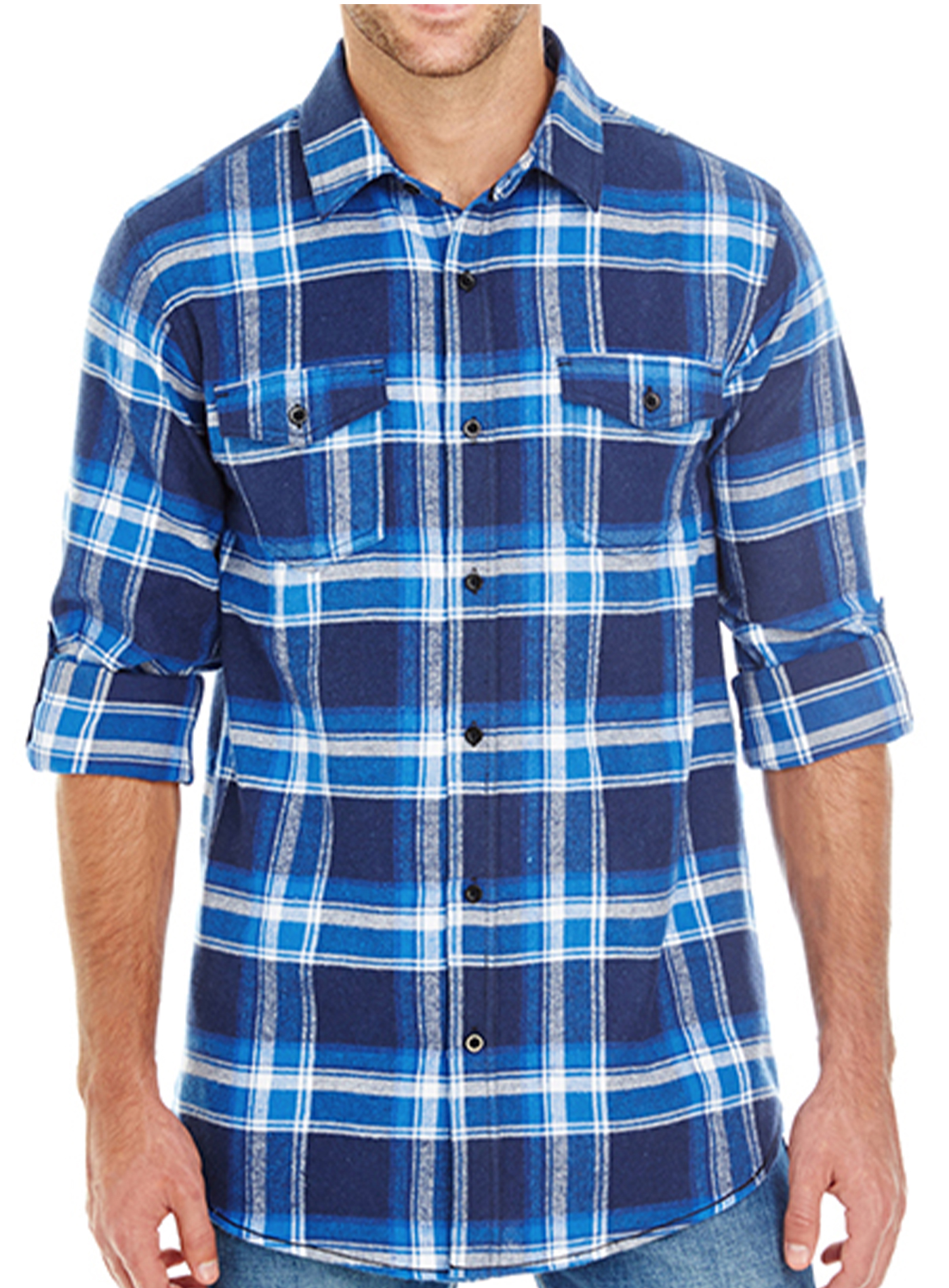 Pánská flanelová košile Burnside - Modrá/Bílá 3XL