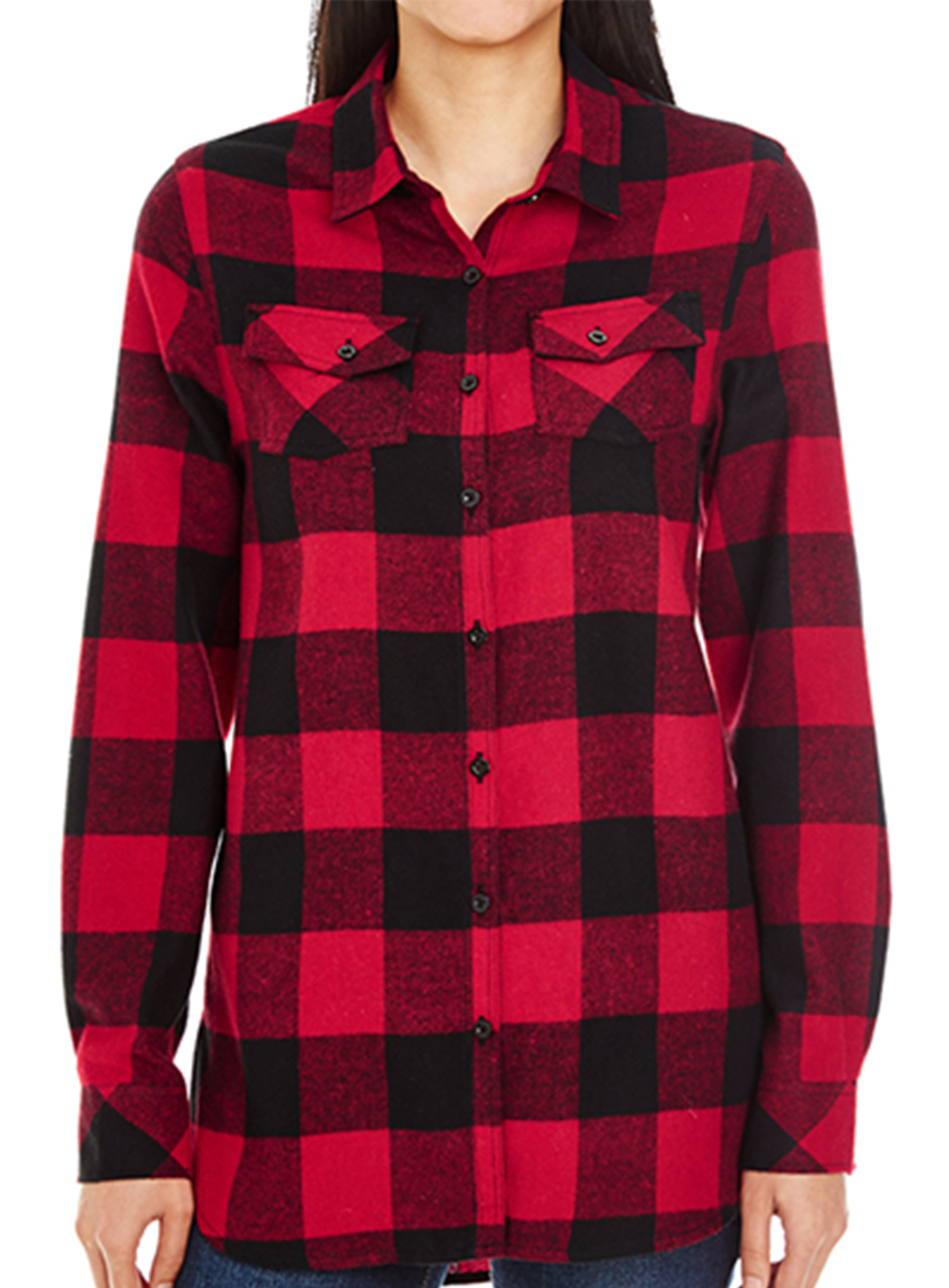 Dámská flanelová košile Burnside - Červená s černou 3XL