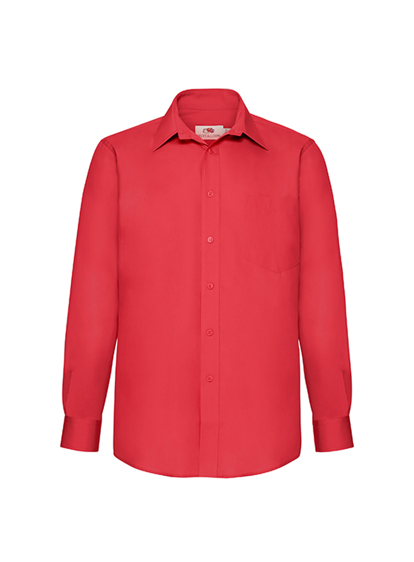 Pánská popelínová košile s dlouhým rukávem Fruit of the Loom - Červená M
