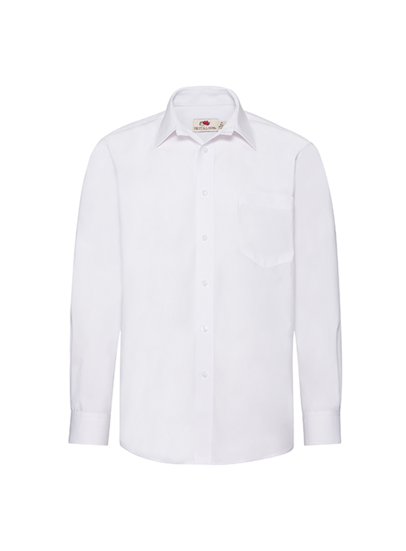 Pánská popelínová košile s dlouhým rukávem Fruit of the Loom - Bílá 3XL