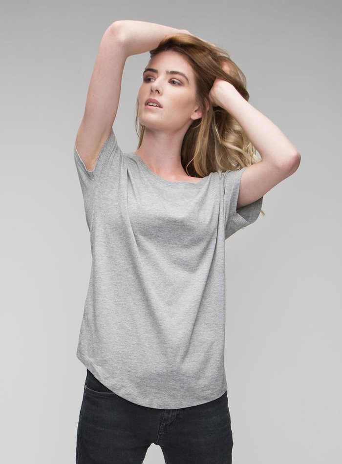 Stylové pohodlné tričko Mantis - Šedý melír XL