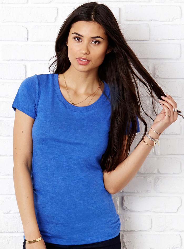 Nemačkavé žíhané tričko Bella+Canvas - Královská modrá žíhaná M