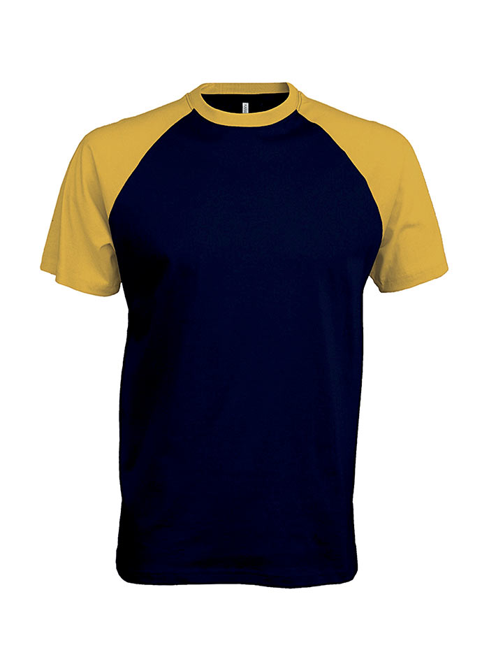 Tričko Baseball - Temně modrá a žlutá L