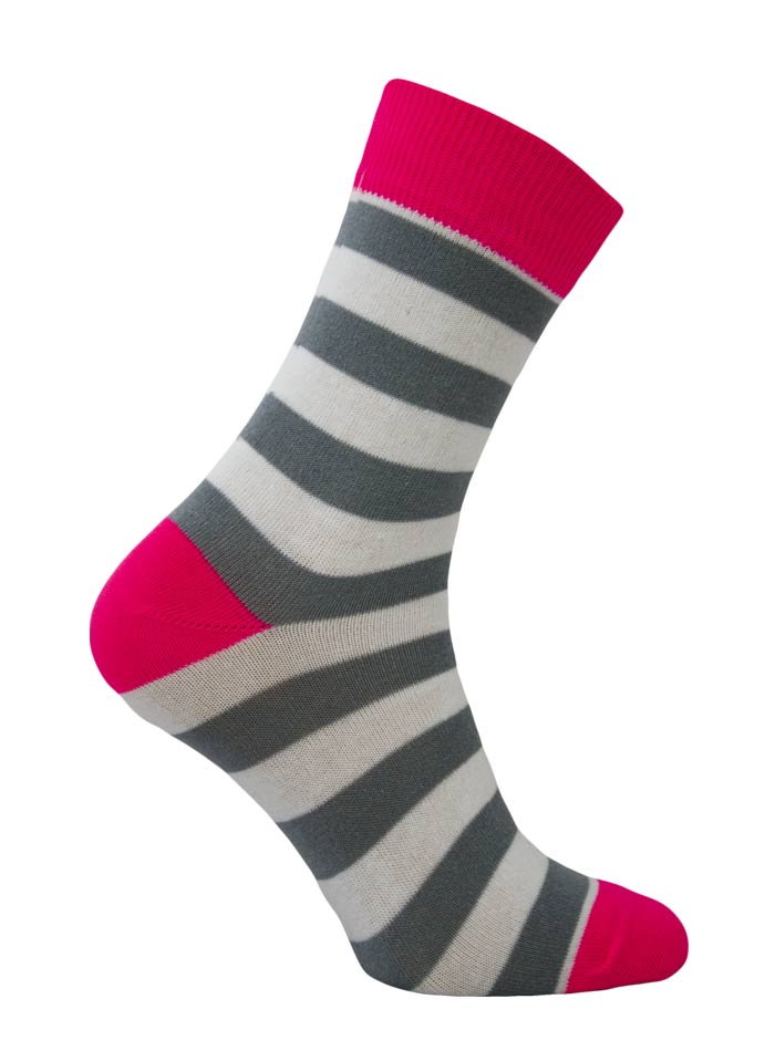 Pruhované ponožky - Růžová 43-46