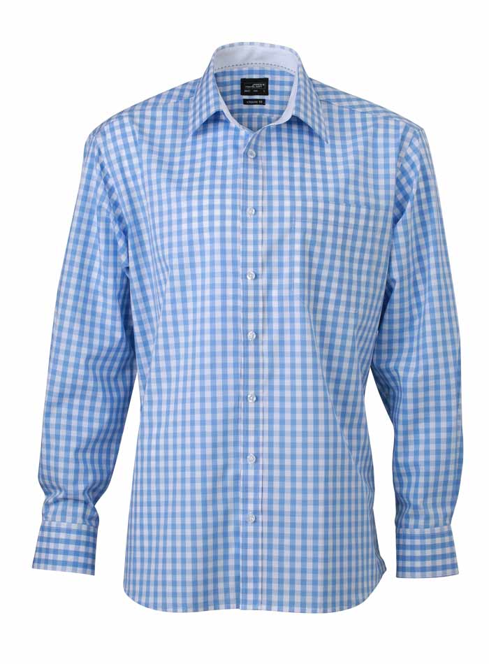 Pánská kostkovaná košile - Blankytně modrá XL