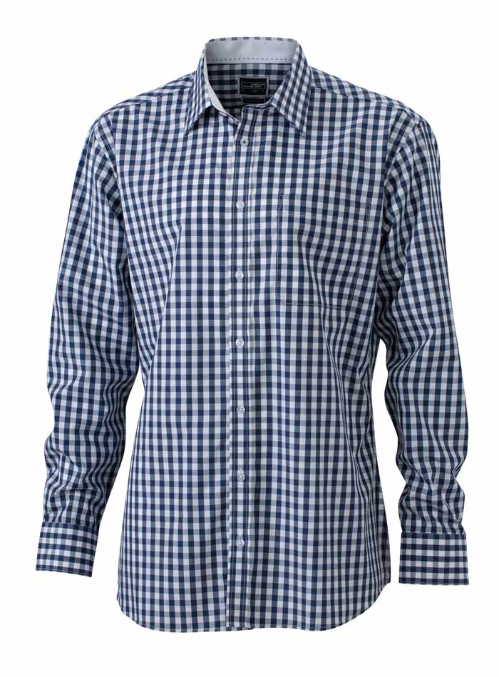 Pánská kostkovaná košile - Námořní modrá S
