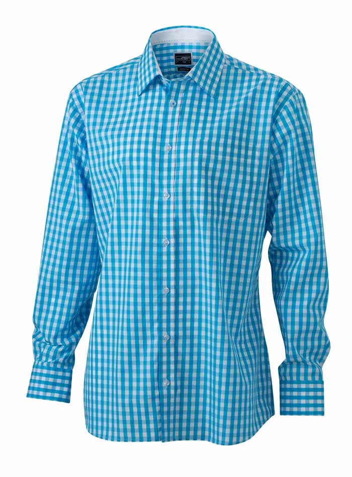 Pánská kostkovaná košile - Tyrkysová XL