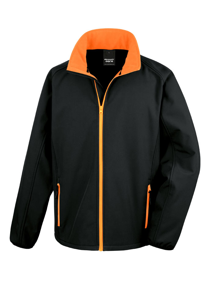 Pánská softshellová bunda - Černá a oranžová 4XL