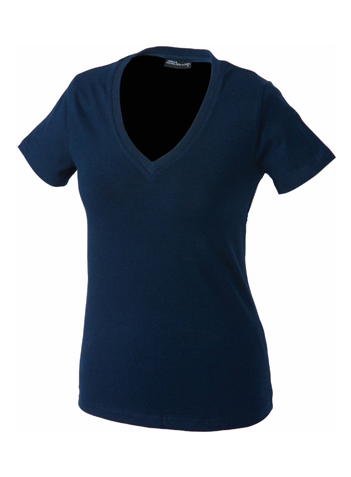 Dámské tričko s moderním výstřihem do V - Námořní modrá XXL