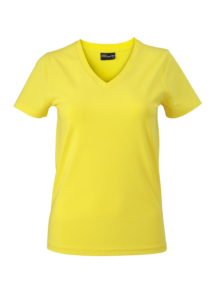 Dámské tričko s moderním výstřihem do V - Žlutá L