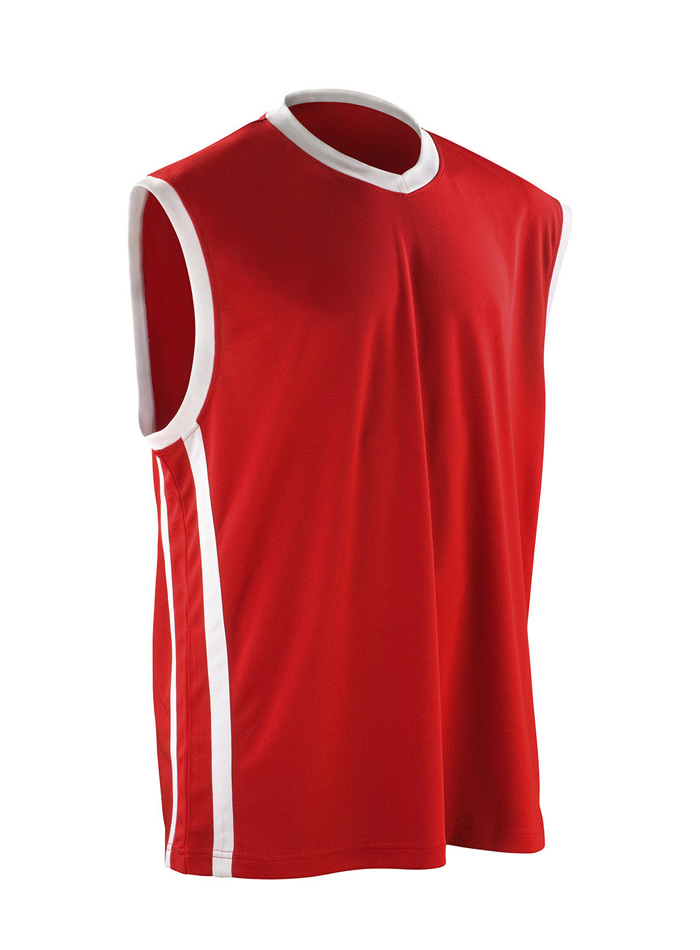 Pánský sportovní nátělník Basketball - Červená a bílá XL