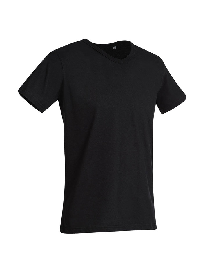 Pánské tričko Ben s výstřihem do V - Opálově černá XL