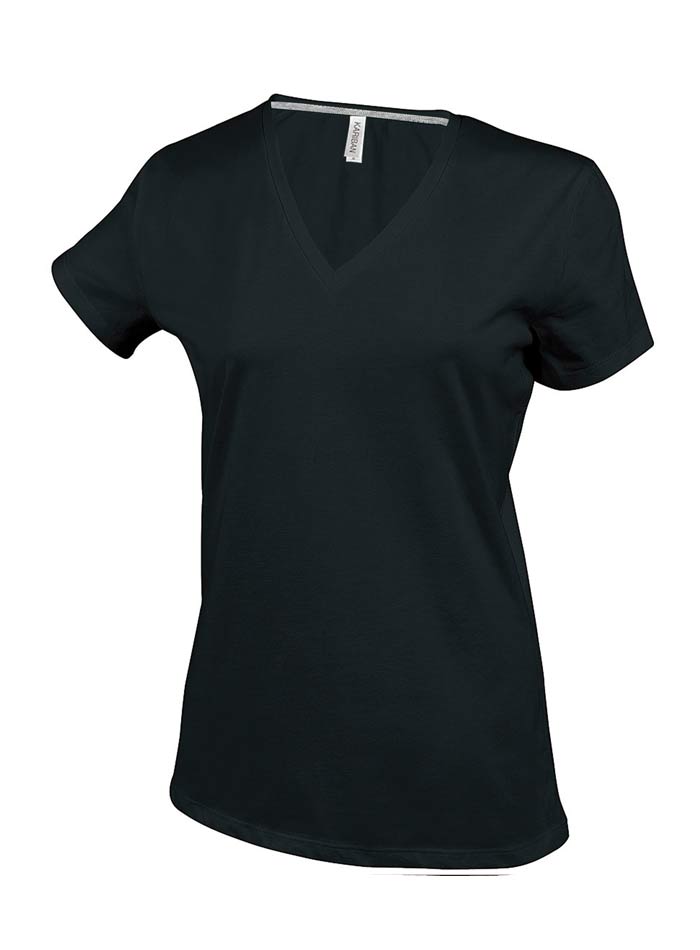Dámské tričko V-Neck - černá 3XL