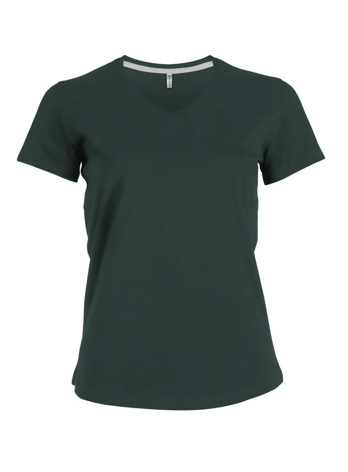 Dámské tričko V-Neck - Olivově zelená XL