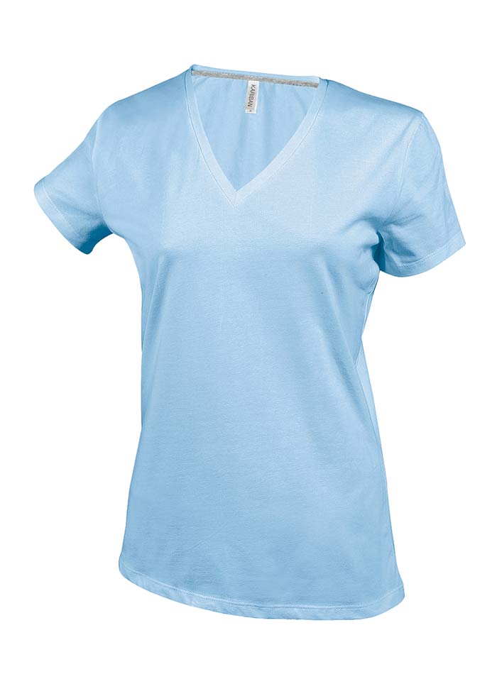 Dámské tričko V-Neck - Blankytně modrá M