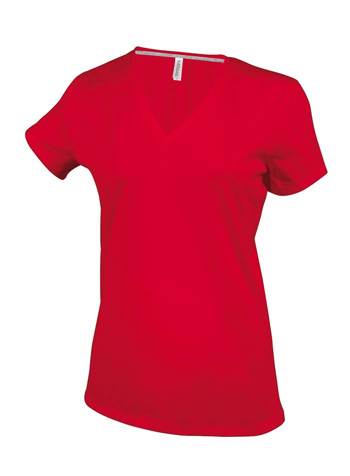 Dámské tričko V-Neck - Červená 3XL