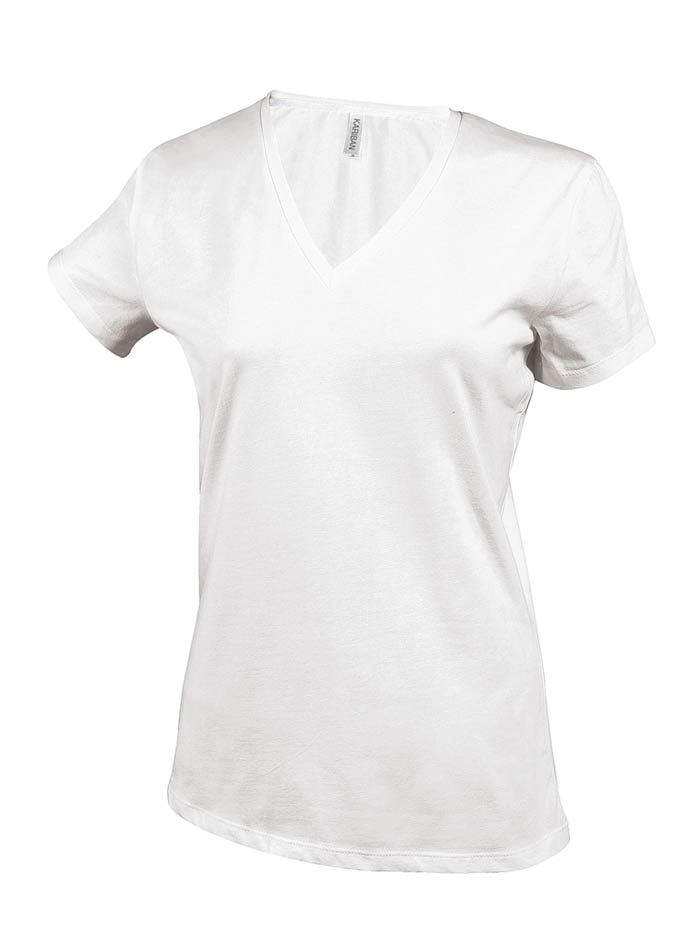 Dámské tričko V-Neck - Bílá XL