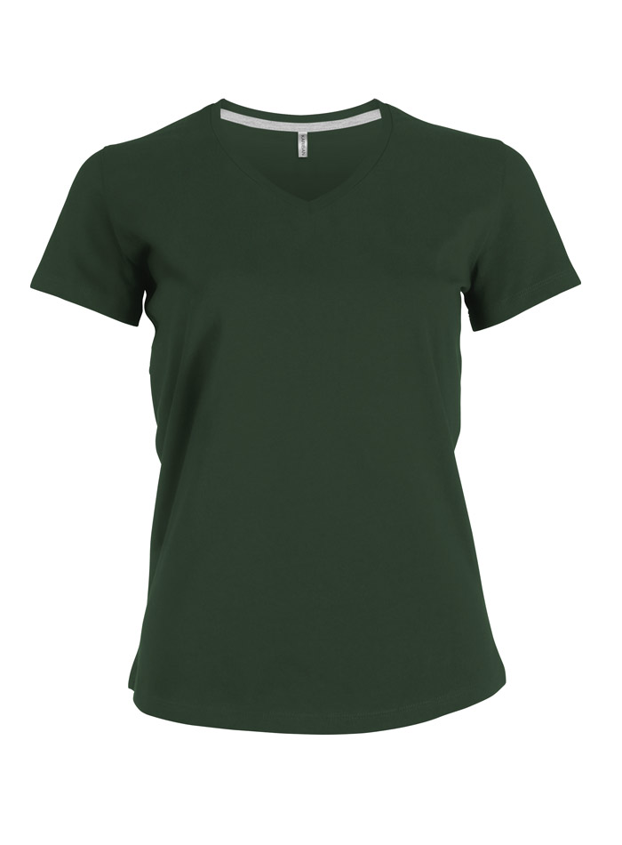 Dámské tričko V-Neck - lesní zelená XL