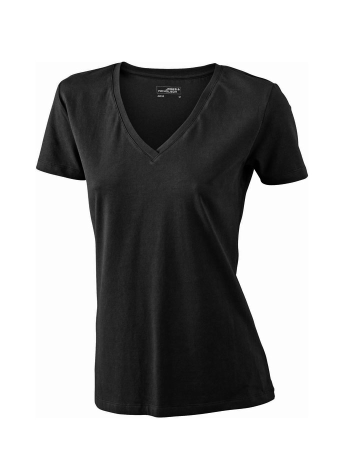 Dámské Stretch tričko V-výstřih - černá XL