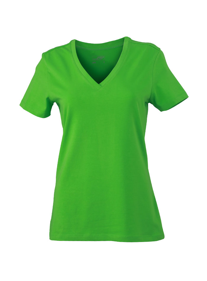 Dámské Stretch tričko V-výstřih - Zelená XL