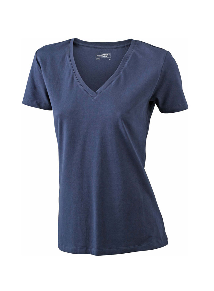 Dámské Stretch tričko V-výstřih - Námořní modrá L