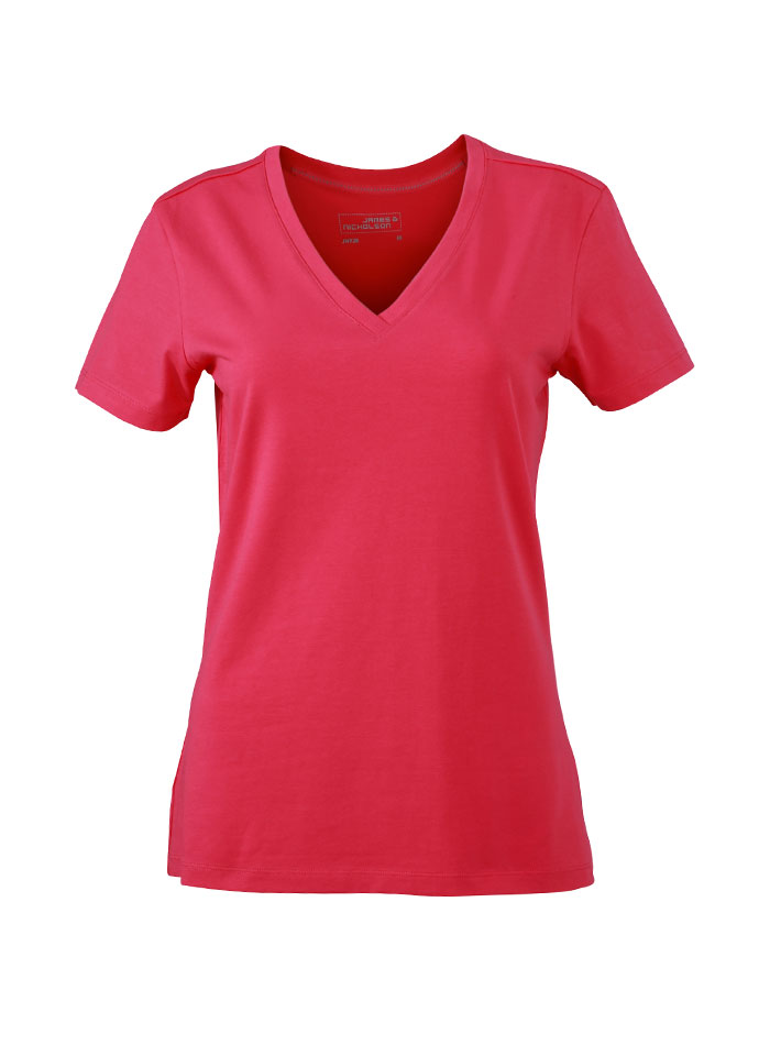 Dámské Stretch tričko V-výstřih - Zářivě růžová L