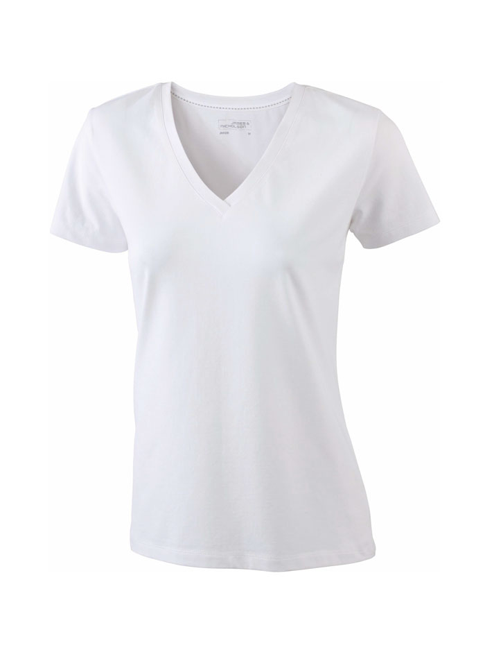 Dámské Stretch tričko V-výstřih - Bílá L