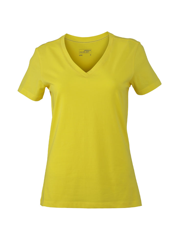 Dámské Stretch tričko V-výstřih - Žlutá S