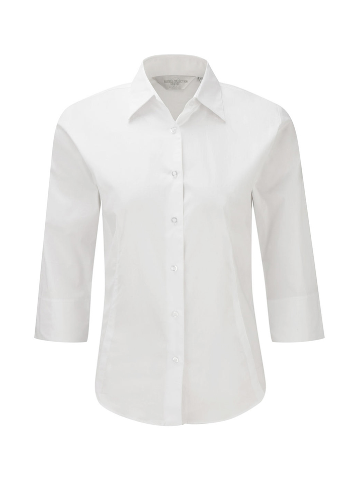 Dámská stretch košile s 3/4 rukávem - Bílá XS