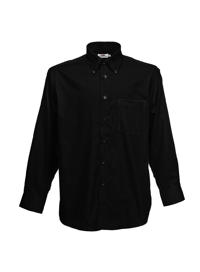 Pánská košile Fruit of the Loom Oxford s dlouhým rukávem - černá XL