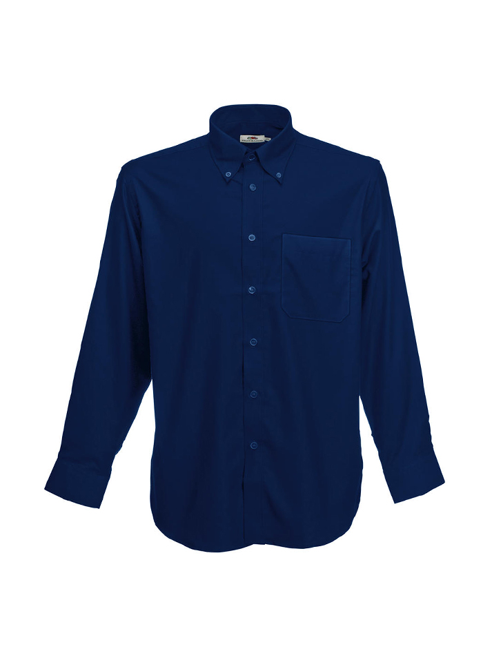 Pánská košile Fruit of the Loom Oxford s dlouhým rukávem - Námořní modrá S